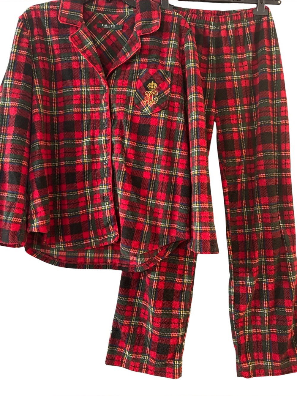 Lauren Ralph Lauren Red & Black Plaid Flannel Pajama Set